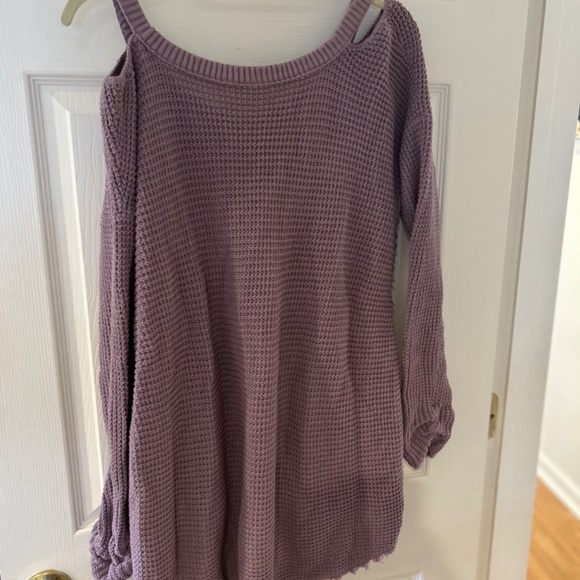 Free People Cotton Purple Knit Sweater Top Size L - Picture 4 of 4